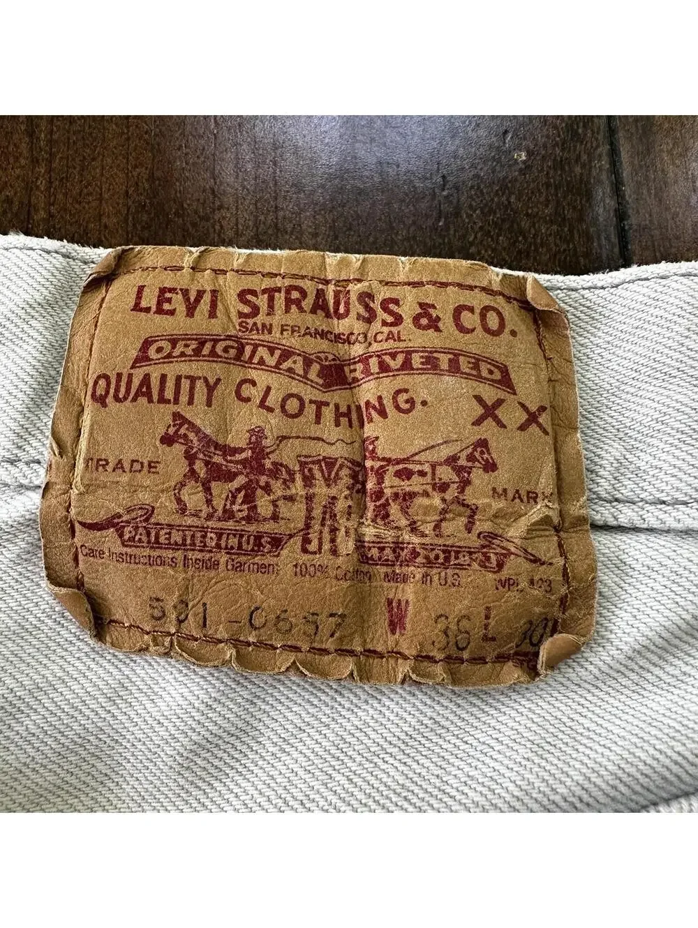 Vintage 90s Levis 501 USA 36x30 Tag Jeans 80s Blue Light Bleach Wash Act 32x29